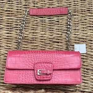 Pink small hand bag. Satin Pink Interior.